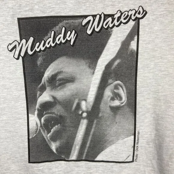 Vtg Muddy Waters Mojo T Shirt 90s Blues Singer Musician Gray Mens Sz M - Picture 3 of 6